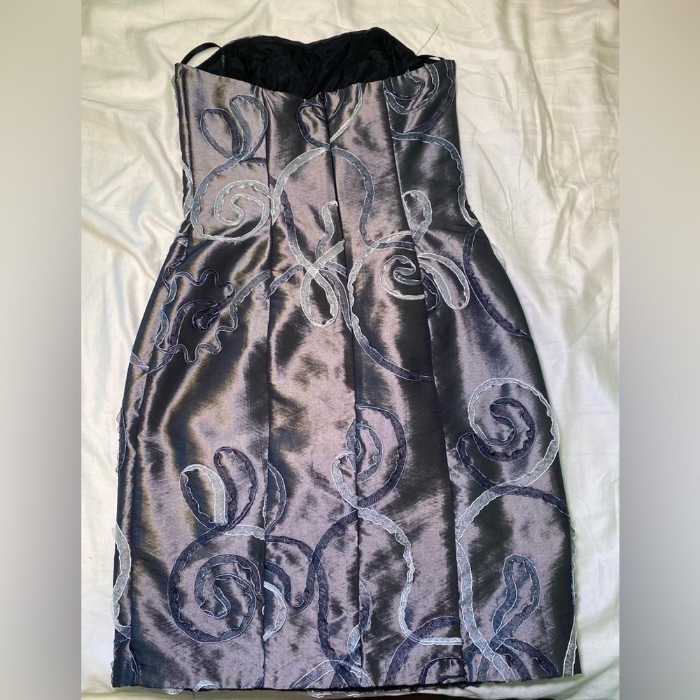 Jessica McClintock Elegant Strapless Gray Dress Size 6 - Picture 4 of 7